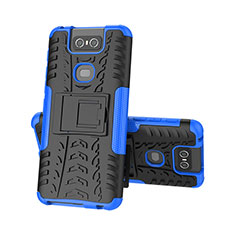 Funda Bumper Silicona y Plastico Mate Carcasa con Soporte JX2 para Asus Zenfone 6 ZS630KL Azul