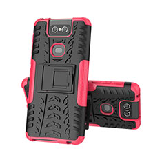 Funda Bumper Silicona y Plastico Mate Carcasa con Soporte JX2 para Asus Zenfone 6 ZS630KL Rosa Roja