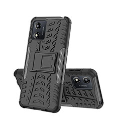 Funda Bumper Silicona y Plastico Mate Carcasa con Soporte JX2 para Motorola Moto E13 Negro