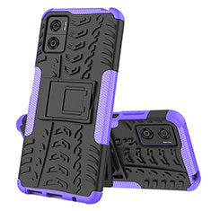 Funda Bumper Silicona y Plastico Mate Carcasa con Soporte JX2 para Motorola Moto E22 Morado