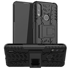 Funda Bumper Silicona y Plastico Mate Carcasa con Soporte JX2 para Motorola Moto E7 Power Negro