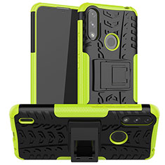 Funda Bumper Silicona y Plastico Mate Carcasa con Soporte JX2 para Motorola Moto E7 Power Verde