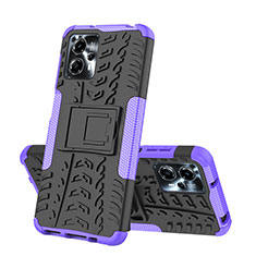 Funda Bumper Silicona y Plastico Mate Carcasa con Soporte JX2 para Motorola Moto G13 Morado