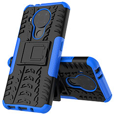 Funda Bumper Silicona y Plastico Mate Carcasa con Soporte JX2 para Nokia 5.4 Azul