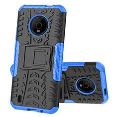 Funda Bumper Silicona y Plastico Mate Carcasa con Soporte JX2 para Nokia C200 Azul