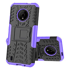 Funda Bumper Silicona y Plastico Mate Carcasa con Soporte JX2 para Nokia C200 Morado