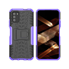 Funda Bumper Silicona y Plastico Mate Carcasa con Soporte JX2 para Nokia G100 Morado