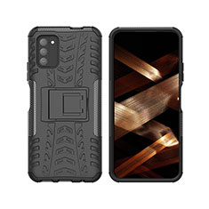 Funda Bumper Silicona y Plastico Mate Carcasa con Soporte JX2 para Nokia G100 Negro