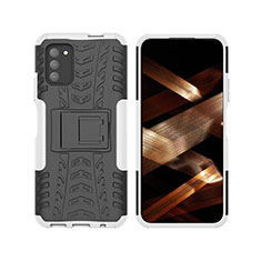 Funda Bumper Silicona y Plastico Mate Carcasa con Soporte JX2 para Nokia G100 Plata