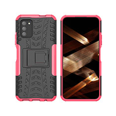 Funda Bumper Silicona y Plastico Mate Carcasa con Soporte JX2 para Nokia G100 Rosa Roja