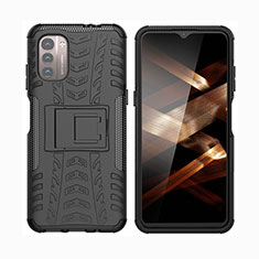 Funda Bumper Silicona y Plastico Mate Carcasa con Soporte JX2 para Nokia G11 Negro