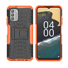 Funda Bumper Silicona y Plastico Mate Carcasa con Soporte JX2 para Nokia G400 5G Naranja
