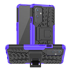 Funda Bumper Silicona y Plastico Mate Carcasa con Soporte JX2 para OnePlus 9 5G Morado