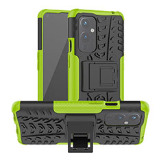 Funda Bumper Silicona y Plastico Mate Carcasa con Soporte JX2 para OnePlus 9 5G Verde