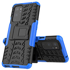 Funda Bumper Silicona y Plastico Mate Carcasa con Soporte JX2 para OnePlus 9 Pro 5G Azul