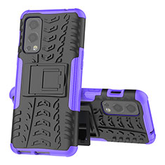 Funda Bumper Silicona y Plastico Mate Carcasa con Soporte JX2 para OnePlus Nord 2 5G Morado