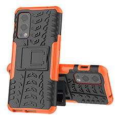 Funda Bumper Silicona y Plastico Mate Carcasa con Soporte JX2 para OnePlus Nord 2 5G Naranja