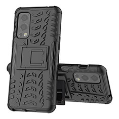 Funda Bumper Silicona y Plastico Mate Carcasa con Soporte JX2 para OnePlus Nord 2 5G Negro