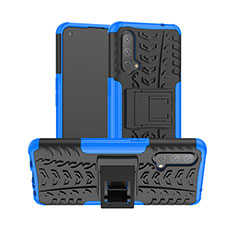 Funda Bumper Silicona y Plastico Mate Carcasa con Soporte JX2 para OnePlus Nord CE 5G Azul