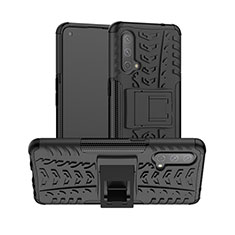 Funda Bumper Silicona y Plastico Mate Carcasa con Soporte JX2 para OnePlus Nord CE 5G Negro