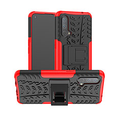 Funda Bumper Silicona y Plastico Mate Carcasa con Soporte JX2 para OnePlus Nord CE 5G Rojo