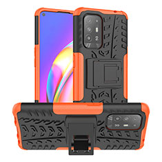 Funda Bumper Silicona y Plastico Mate Carcasa con Soporte JX2 para Oppo F19 Pro+ Plus 5G Naranja