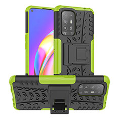 Funda Bumper Silicona y Plastico Mate Carcasa con Soporte JX2 para Oppo F19 Pro+ Plus 5G Verde