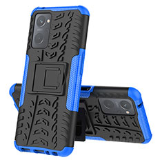 Funda Bumper Silicona y Plastico Mate Carcasa con Soporte JX2 para Oppo K10 4G Azul