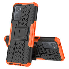 Funda Bumper Silicona y Plastico Mate Carcasa con Soporte JX2 para Oppo K10 4G Naranja