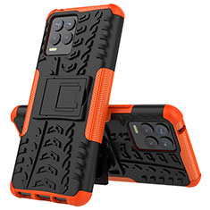 Funda Bumper Silicona y Plastico Mate Carcasa con Soporte JX2 para Realme 8 4G Naranja