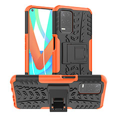 Funda Bumper Silicona y Plastico Mate Carcasa con Soporte JX2 para Realme 8 5G Naranja