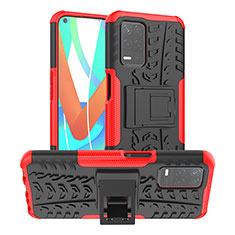 Funda Bumper Silicona y Plastico Mate Carcasa con Soporte JX2 para Realme 8 5G Rojo