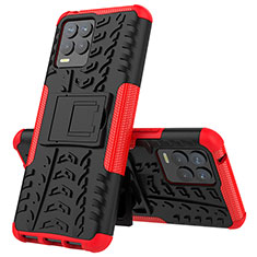 Funda Bumper Silicona y Plastico Mate Carcasa con Soporte JX2 para Realme 8 Pro Rojo