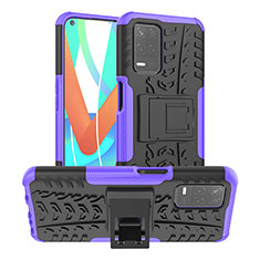 Funda Bumper Silicona y Plastico Mate Carcasa con Soporte JX2 para Realme 8s 5G Morado