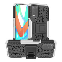 Funda Bumper Silicona y Plastico Mate Carcasa con Soporte JX2 para Realme 8s 5G Plata