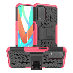 Funda Bumper Silicona y Plastico Mate Carcasa con Soporte JX2 para Realme 8s 5G Rosa Roja