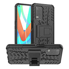 Funda Bumper Silicona y Plastico Mate Carcasa con Soporte JX2 para Realme 9 5G India Negro