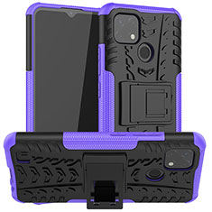 Funda Bumper Silicona y Plastico Mate Carcasa con Soporte JX2 para Realme C11 (2021) Morado