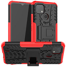 Funda Bumper Silicona y Plastico Mate Carcasa con Soporte JX2 para Realme C11 (2021) Rojo