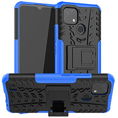 Funda Bumper Silicona y Plastico Mate Carcasa con Soporte JX2 para Realme C20 Azul