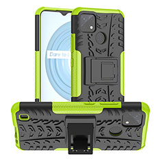 Funda Bumper Silicona y Plastico Mate Carcasa con Soporte JX2 para Realme C21Y Verde