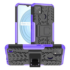 Funda Bumper Silicona y Plastico Mate Carcasa con Soporte JX2 para Realme C25Y India Morado