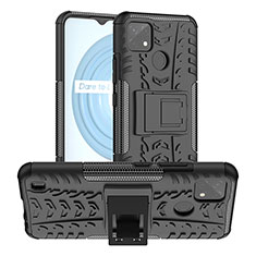 Funda Bumper Silicona y Plastico Mate Carcasa con Soporte JX2 para Realme C25Y Negro