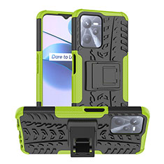 Funda Bumper Silicona y Plastico Mate Carcasa con Soporte JX2 para Realme C35 Verde