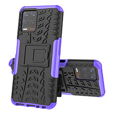 Funda Bumper Silicona y Plastico Mate Carcasa con Soporte JX2 para Realme Narzo 50 4G Morado