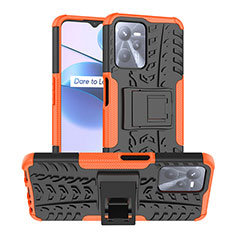 Funda Bumper Silicona y Plastico Mate Carcasa con Soporte JX2 para Realme Narzo 50A Prime Naranja