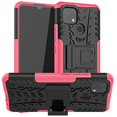 Funda Bumper Silicona y Plastico Mate Carcasa con Soporte JX2 para Realme Narzo 50i Rosa Roja