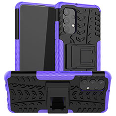 Funda Bumper Silicona y Plastico Mate Carcasa con Soporte JX2 para Samsung Galaxy A32 4G Morado