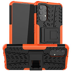 Funda Bumper Silicona y Plastico Mate Carcasa con Soporte JX2 para Samsung Galaxy A32 4G Naranja