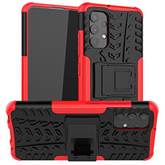 Funda Bumper Silicona y Plastico Mate Carcasa con Soporte JX2 para Samsung Galaxy A32 5G Rojo